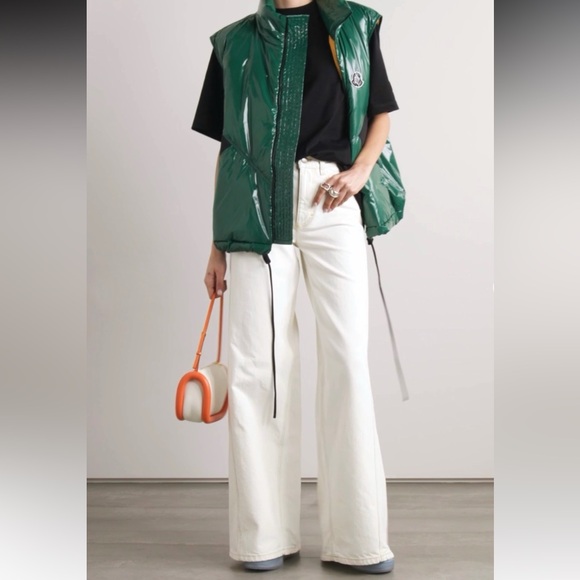 NWT Moncler X Alicia Keys Wide Leg Pantalone Jean in Off White Sz US 2 - Picture 1 of 15